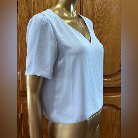 Babaton Light Blue V-Neck Blouse - Picture 3 of 9
